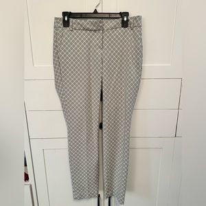 Gray and white work pants